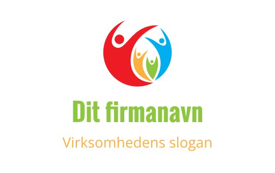 Fargerik logo med abstrakte figurer i rødt, blått og grønt