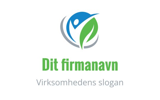Moderne logo design med en stilisert figur og grønne blader