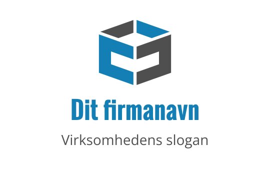 Moderne geometrisk logo med en blå og grå kubeform