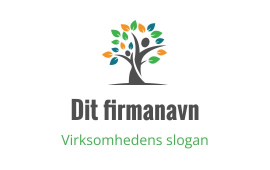 Fargerik trelogo med livlige blader og en solid stamme