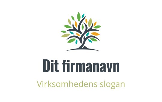 Fargerik trelogo med livlige blader og en solid stamme
