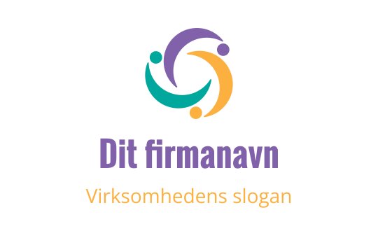 Fargerik abstrakt logo med sammenkoblede former i lilla, teal og oransje