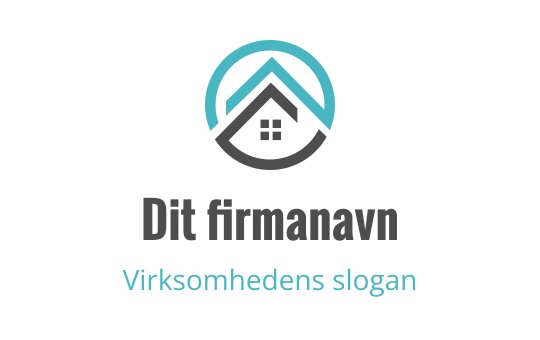 Moderne logo design med en hus-silhuett og sirkulært takomriss
