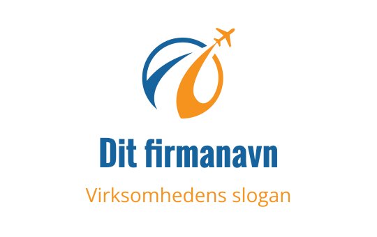 Moderne logo design med et fly og buede linjer i blått og oransje
