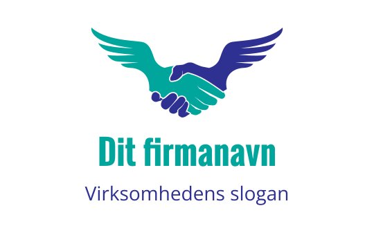 Moderne logo design med et håndtrykk og stiliserte vinger i blått og grønt