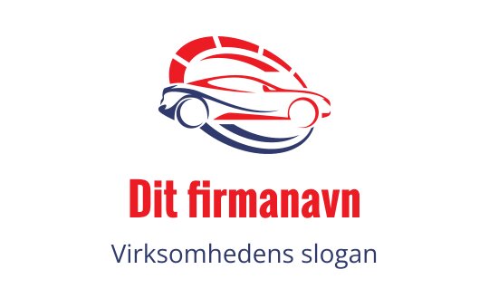 Dynamisk logo design med en strømlinjeformet bilsilhuett i rødt og blått