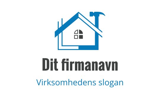 Moderne huslogo med blått tak og hammer-element