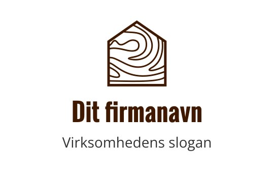 Stilisert huslogo med bølgete linjemønstre i brunt