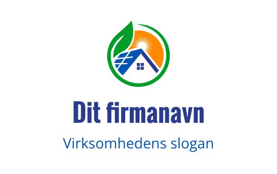 Moderne logo design med et hus, solcellepanel og grønt blad