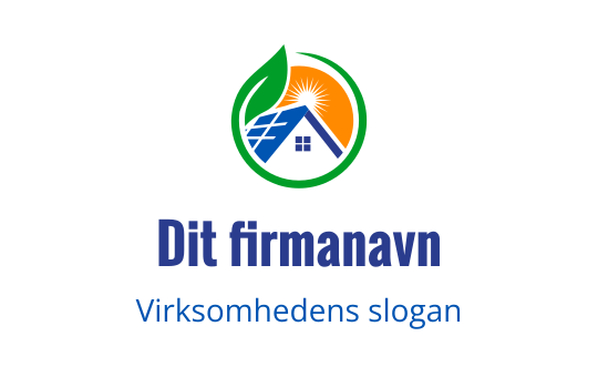 Moderne logo design med et hus, solcellepanel og grønt blad