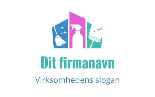 Fargerik logo med rengjøringsverktøy og en sprayflaske
