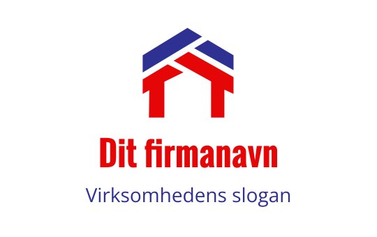 Moderne logo design med et stilisert hus i rødt og blått