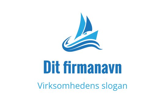 Strømlinjeformet blå seilbåtlogo med bølger under