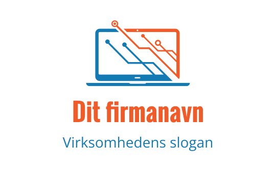 Moderne logo design av bærbar PC med blå og oransje kretslinjer