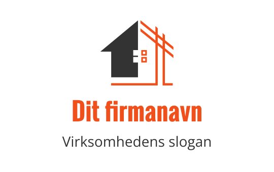 Moderne huslogo med oransje detaljer og stolper