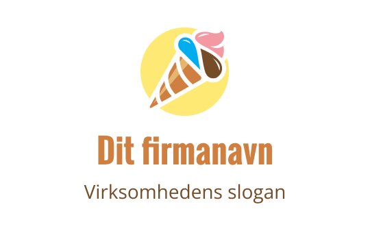 Fargerik iskremkjeks logo design med tre kuler og sirkulær bakgrunn