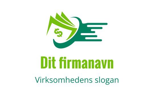 Dynamisk logo design med en stilisert bok og dollar-tegn i grønt