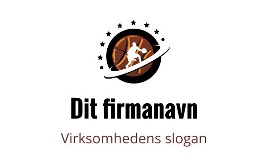 Dynamisk basketball logo design med en spiller i aksjon mot en oransje bakgrunn