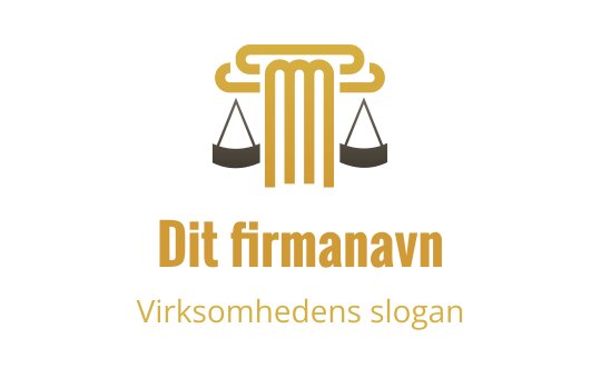 Elegant logo med en søyle og balanserte vekter i gull