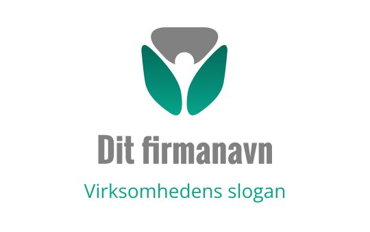Moderne logo design med en stilisert figur og grønne blader