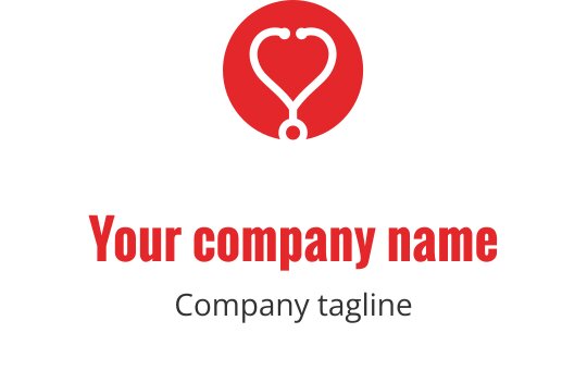 Moderne logo design med et stetoskop i hjerteform