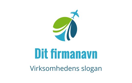 Moderne globus logo design med grønne og blå elementer og et fly