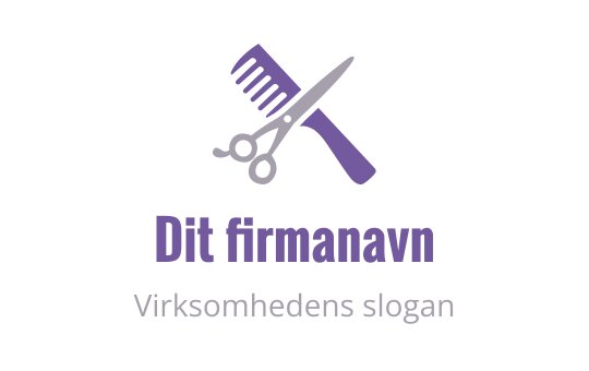 Moderne logo design med saks og kam i lilla nyanser