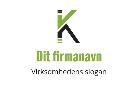 Moderne logo design med en stilisert grønn bokstav K med svarte detaljer
