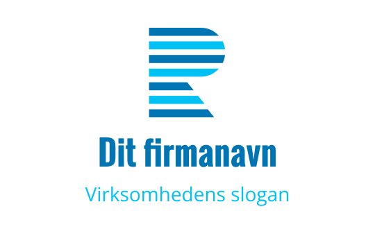 Moderne blå logo med en stilisert R med striper