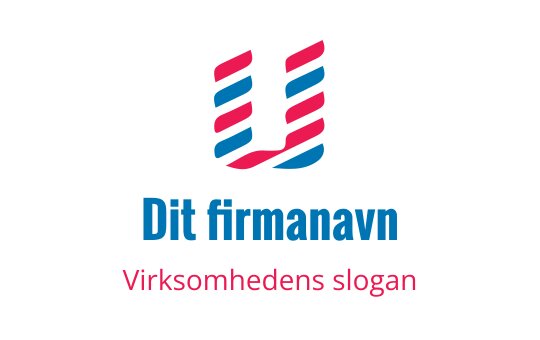 Moderne logo design med en stilisert bokstav U i røde og blå striper