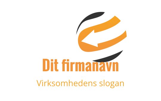 Dynamisk logo design med en oransje pil og sirkulære elementer