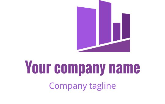 Moderne lilla logo design med abstrakte stangformer og rene linjer