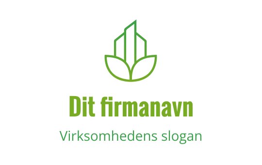 Moderne grønn logo med stiliserte plante- og bygningsdetaljer