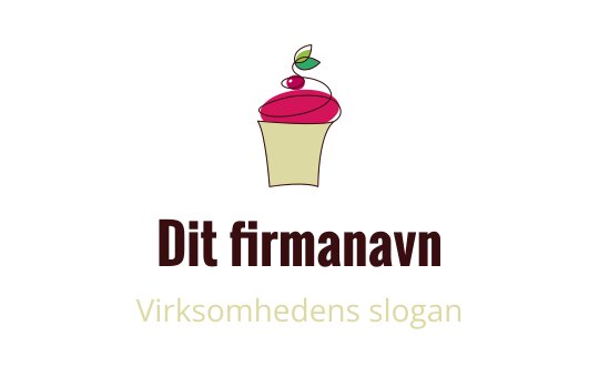 Lekent logo design av en cupcake med et kirsebær og grønn blad på toppen