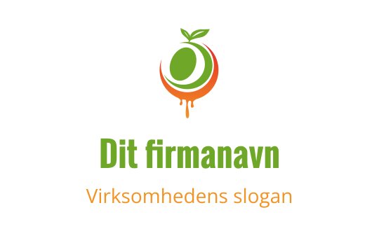 Frisk grønn og oransje logo med stilisert frukt og blader