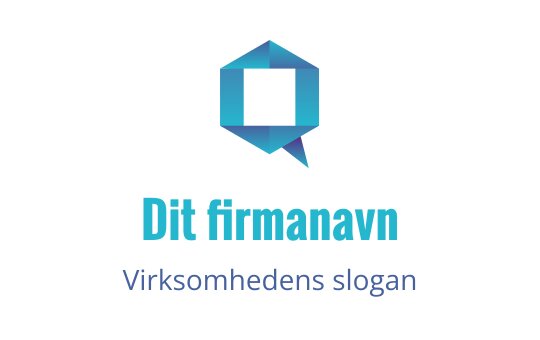 Moderne geometrisk logo med en snakkeboble i blåtoner