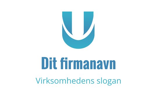 Moderne blå logo med en stilisert U-form med smil
