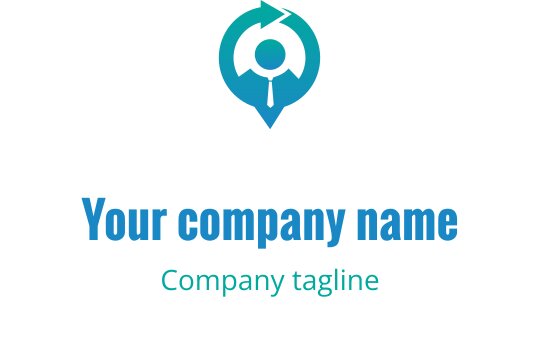 Moderne logo design med en blå kompass- og pennkombinasjon