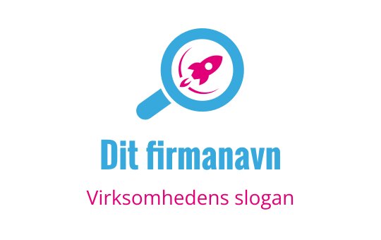Kreativ logo design med et forstørrelsesglass og en rakett