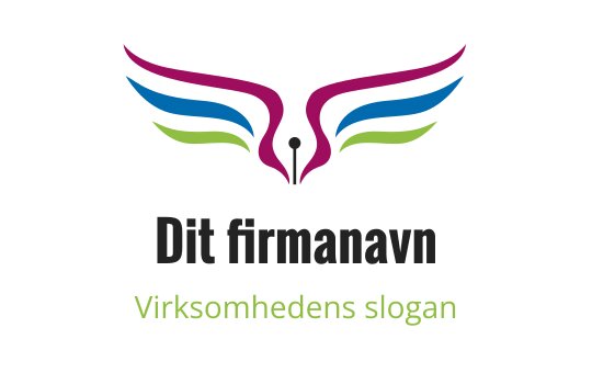 Fargerik logo med stiliserte vinger i rosa, blått og grønt