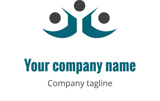 Moderne logo design med abstrakte figurer i teal og grått