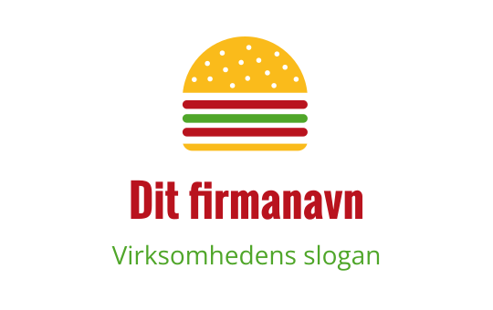 Fargerik burgerlogo med lagdelte ingredienser og leken skrift