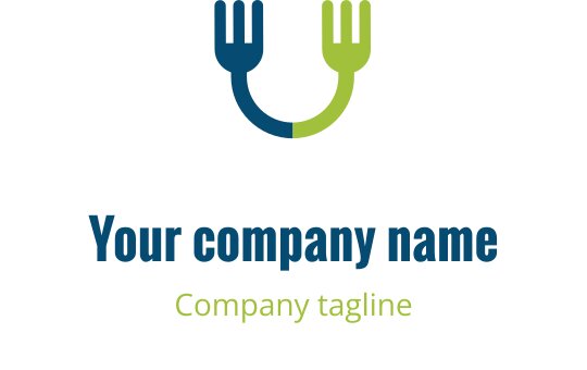 Moderne logo design med sammenflettede gafler i blått og grønt