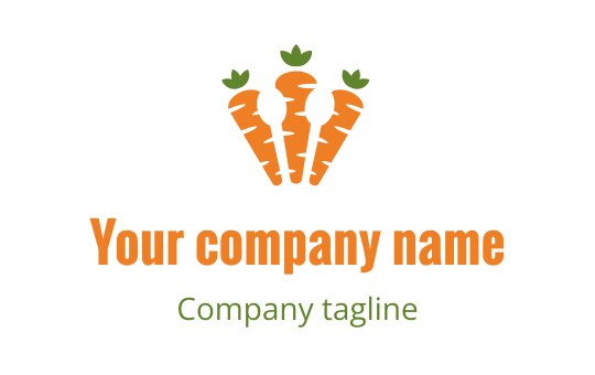 Lekent gulrotlogo med grønne topper og oransje kropper