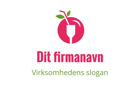 Fargerik logo med et glass og frukt med et blad