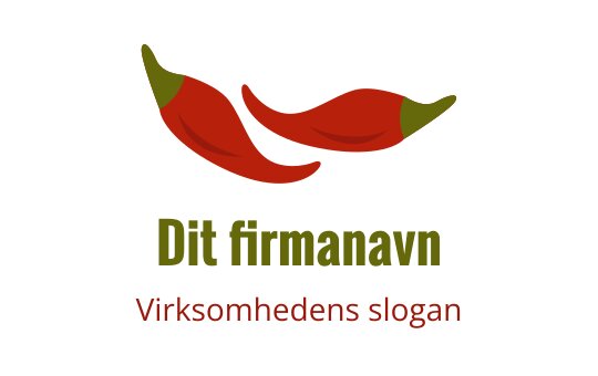 Fet logo design med to røde chilipepper og grønne detaljer