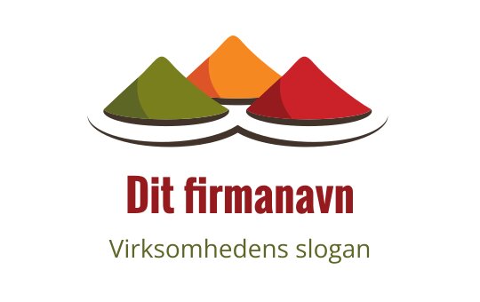 Fargerik fjelllogo med grønne, oransje og røde topper
