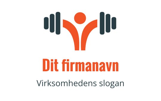 Dynamisk logo design med en stilisert figur som løfter vekter i oransje og teal