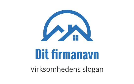 Moderne blå logo med stiliserte hus under en bue