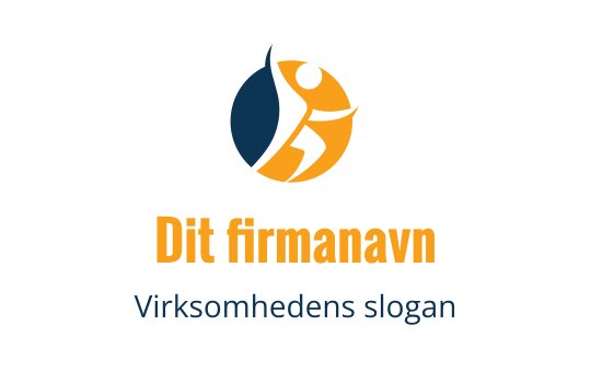 Dynamisk logo design med en stilisert figur i oransje og blått